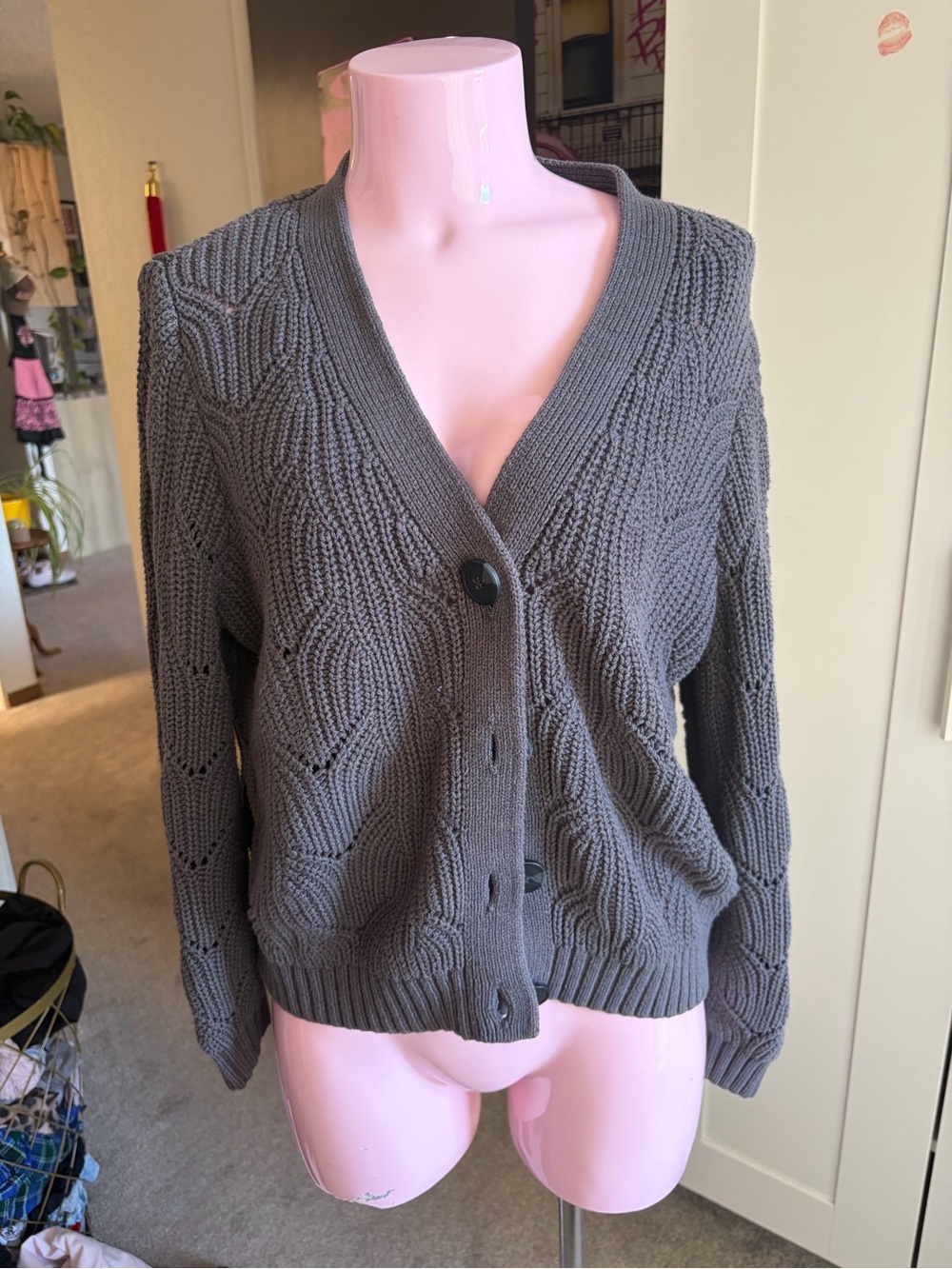 Old Navy Gray Knit Button-Up Women's Cardigan